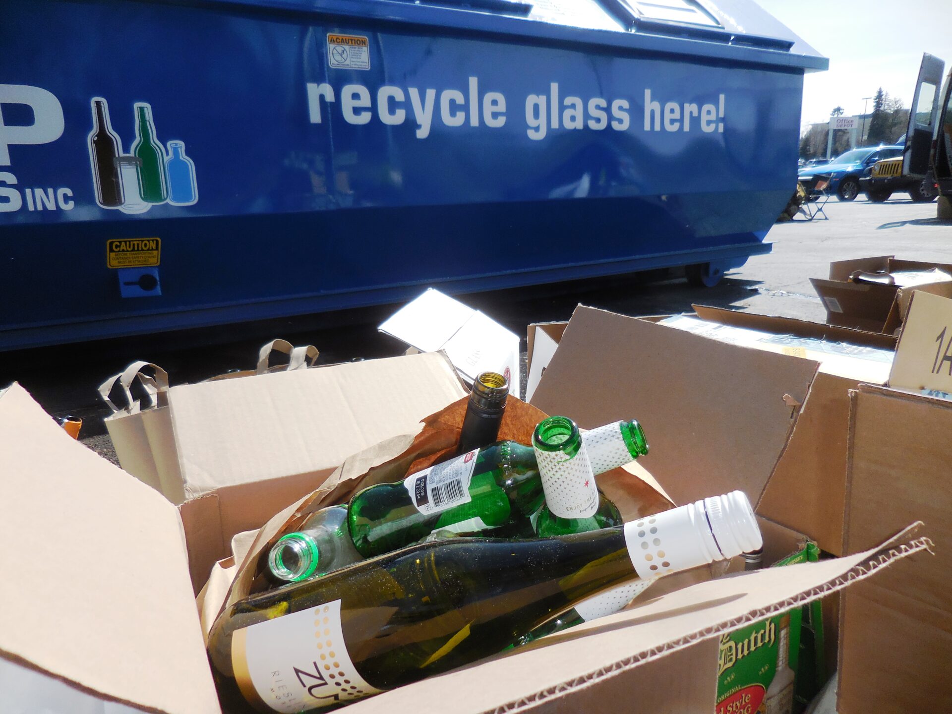 PRC Glass Recycling Recycle Glass Here Dumpster Scaled 